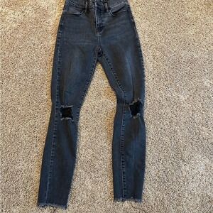 PacSun Womens High Rise Ankle Jegging Faded Black Distressed Ripped Jeans Sz 25